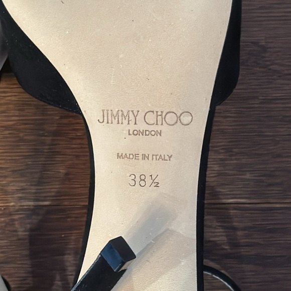 NWT Jimmy Choo Women's Black Suede Sacora 85 Embellished Heel Sandals Size 38.5 - Picture 11 of 14